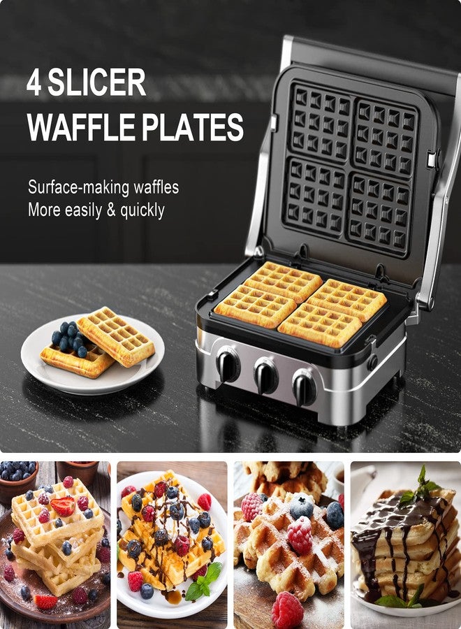 FOCOllK Waffle Plates for Cuisinart Griddler GR-4N, GR-5B, GR-6 and GRID-8N Series - 4 Slicer Nonstick Coating Baking Plates - Image 4
